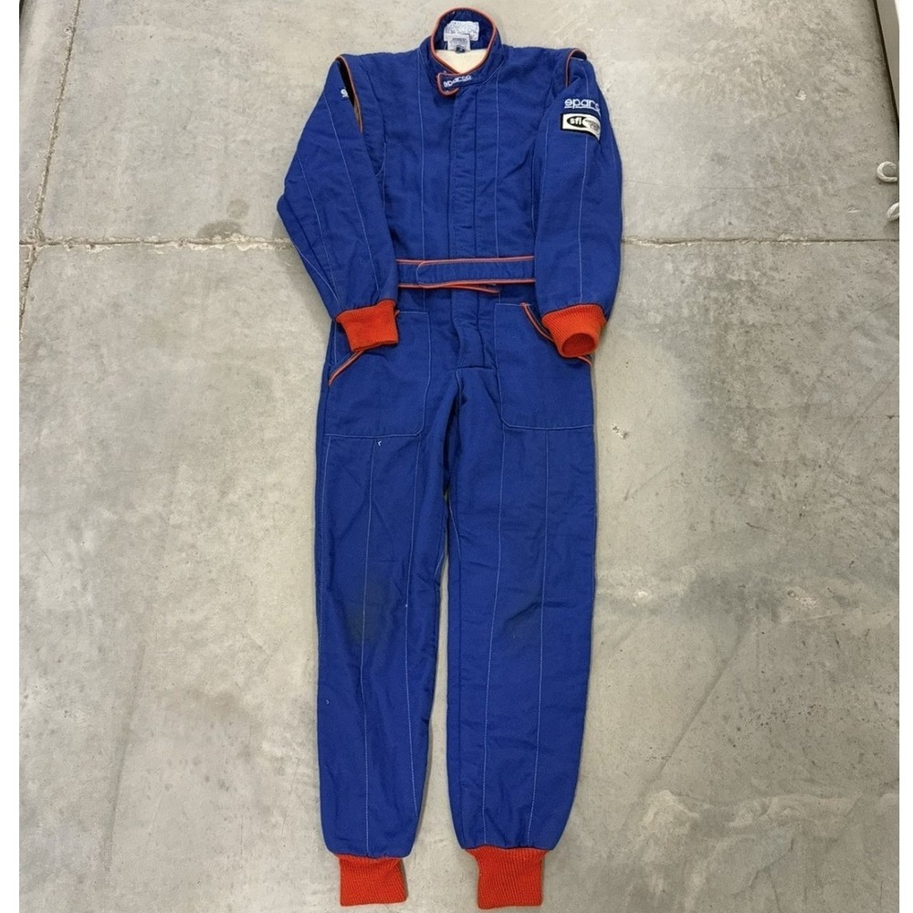Vintage Sparco Blue Nomex Racing Suit SFI 3-2A/5 Orange Trim Mens US size 40